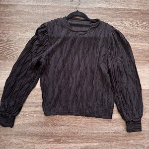 Chic Black Textured Women's Blouse